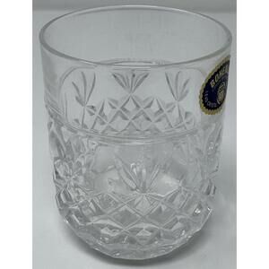 Vintage Bohemia Czech Republic Lead Crystal Whiskey Tumbler Crisscross Glass NEW